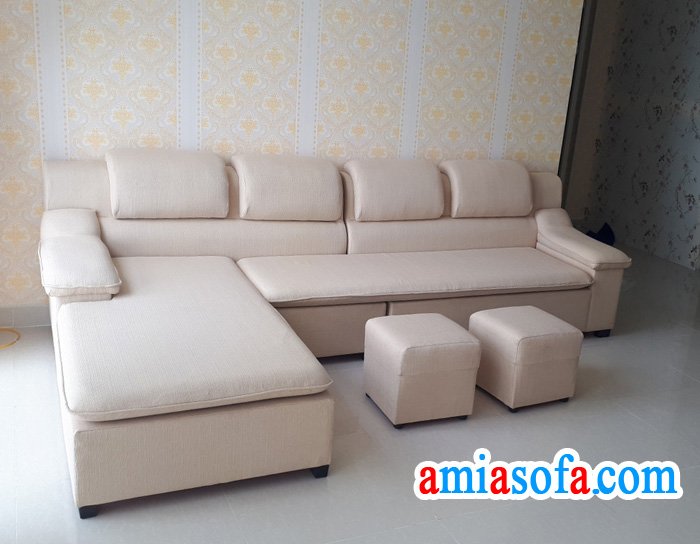 Hình ảnh mẫu ghế sofa nỉ đẹp mầu kem trắng