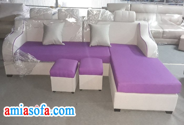 Hình ảnh mẫu sofa nỉ đẹp mầu tím, bán giá rẻ tại Kho sofa AmiA Hà Nội