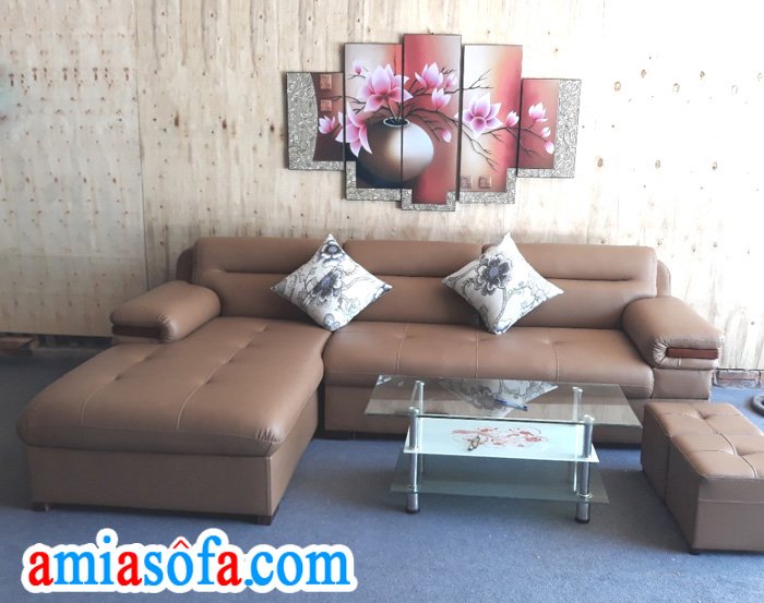 Hình ảnh bộ sofa da đẹp kê phòng khách chung cu hiện đại