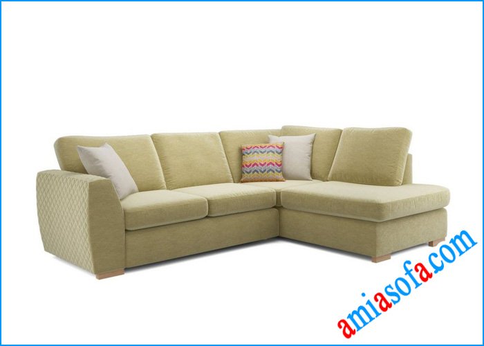 Hình ảnh mẫu sofa góc nỉ đẹp AmiA 3006a mầu vàng nhạt