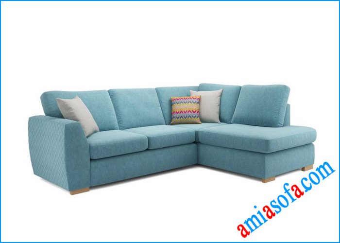 Hình ảnh mẫu sofa góc nỉ đẹp AmiA 3006a mầu xanh dương