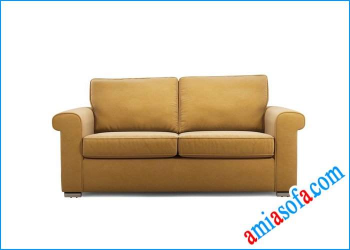 Hình ảnh mẫu sofa văng nỉ đẹp cỡ nhỏ mini mầu vàng