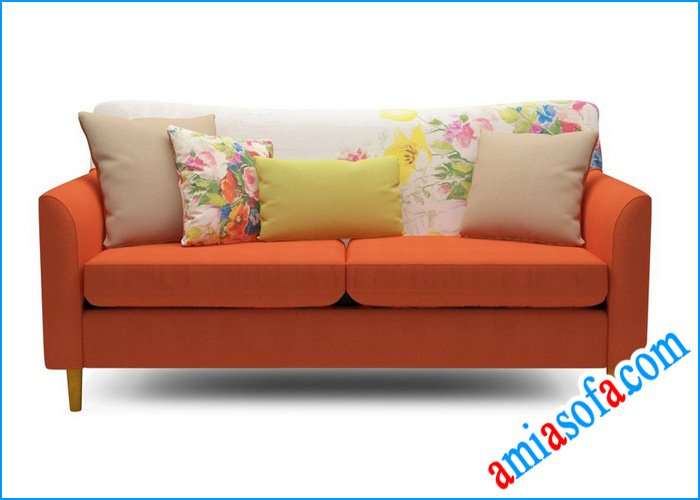 Mẫu sofa văng nỉ đẹp mầu cam