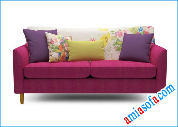 Mẫu sofa nỉ đẹp mầu hồng trẻ trung