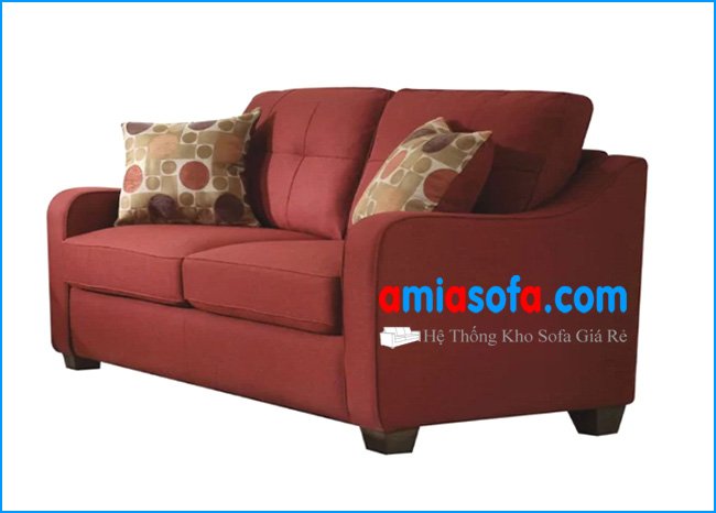 Bộ ghế sofa dạng văng chất liệu nỉ mầu đỏ đun