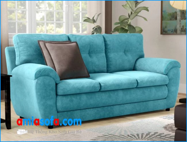 Hình ảnh mẫu ghế sofa văng nỉ đẹp mầu xanh