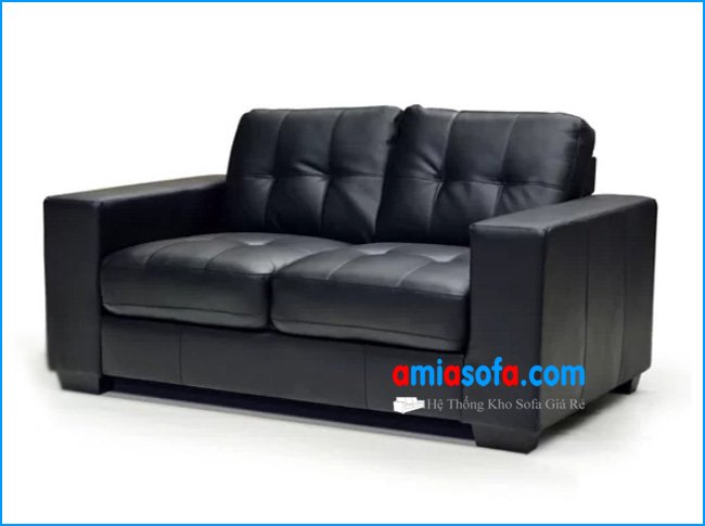 Hình ảnh bộ ghế sofa văng da đẹp giá rẻ mầu đen