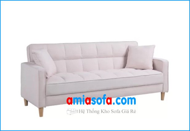 Mẫu ghế sofa văng đẹp với chất liệu da mầu kem sáng