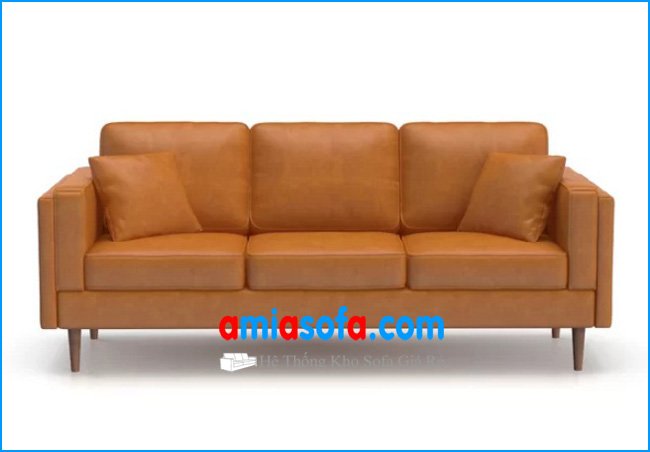 Mẫu ghế sofa văng da trẻ trung với mầu vàng da bò