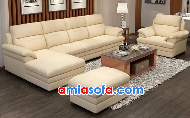 Bộ sofa da kê phòng khách rộng SFD 204
