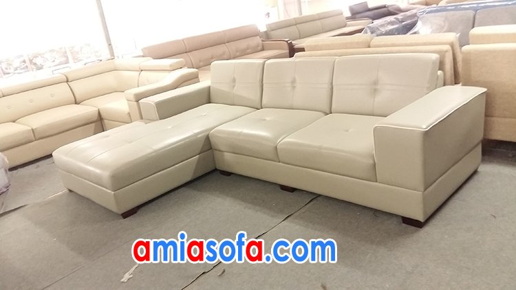Sofa da SFD 184 với màu be hiện đại