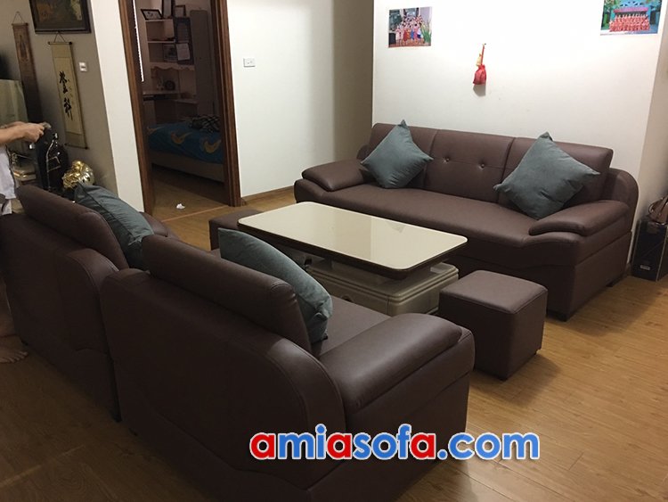 Bộ sofa da dạng văng đẹp cho nhà chung cư