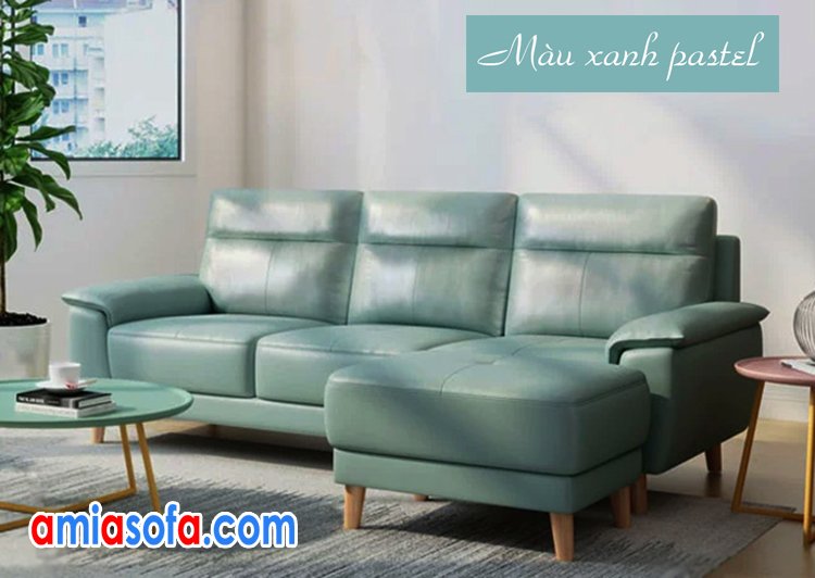 Ghế sofa da màu xanh pastel