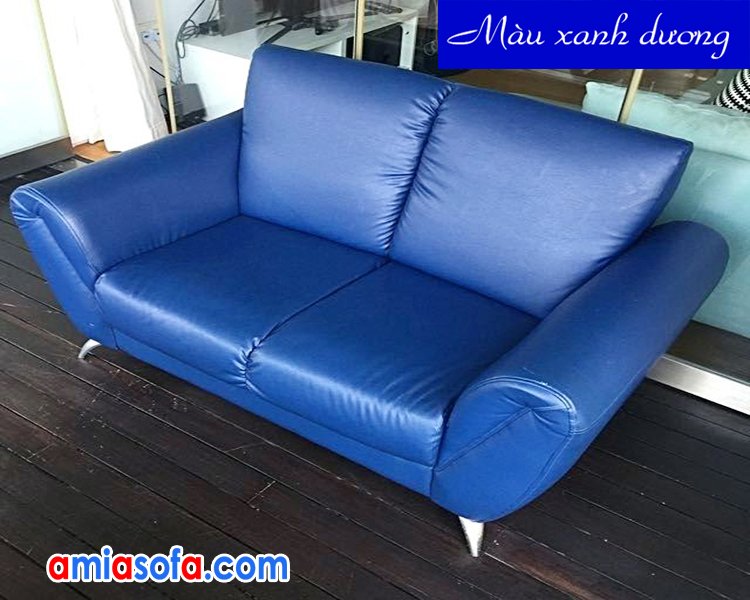 Mẫu ghế sofa da màu xanh dương nhỏ gọn
