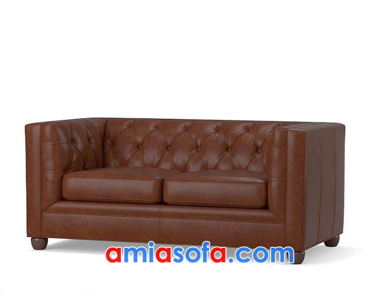 Ghế sofa da kiểu văng tân cổ điển sang trọng