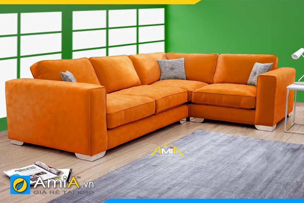 Màu cam bắt mắt cho bộ ghế sofa đẹp phòng khách mã AmiA 20231