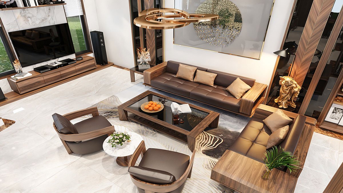 Sofa gỗ cho biệt thự cực sang trọng