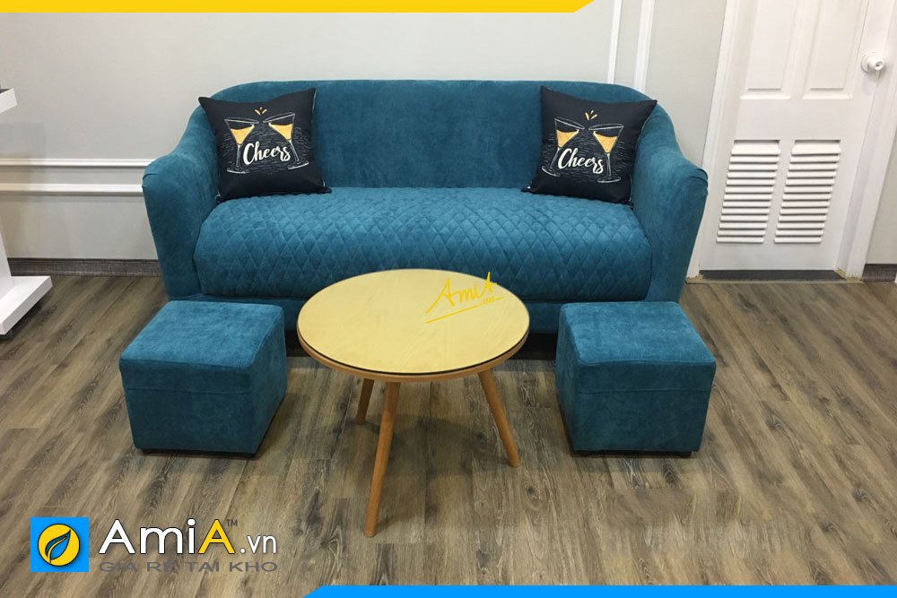 mẫu sofa chung cư nhỏ đẹp màu xanh amia 181