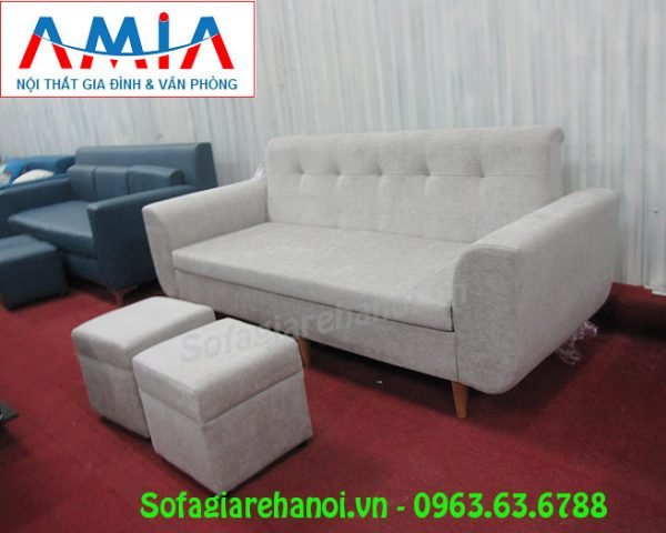Sofa nhỏ đẹp hiện đại Hà Nội với chất liệu nỉ cùng gam màu ghi đẹp