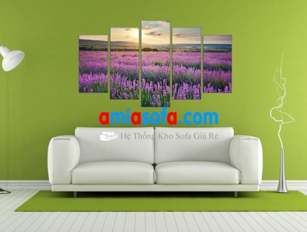 Hình ảnh mẫu tranh phong cảnh cảnh đồng hoa Lavender - mã AmiA 1023