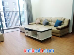 sofa da dạng góc SFD 251 kết hợp bàn trà kính