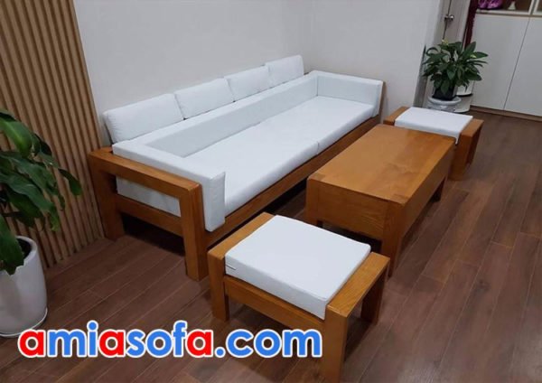 Bộ ghế Sofa văng gỗ cho phòng khách nhỏ hiện đại AmiA SFG2407