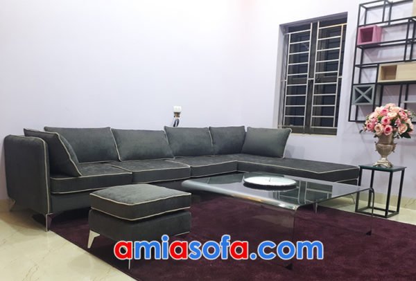 Ghế sofa nỉ góc đẹp cho phòng khách rông hiện đại AmiA