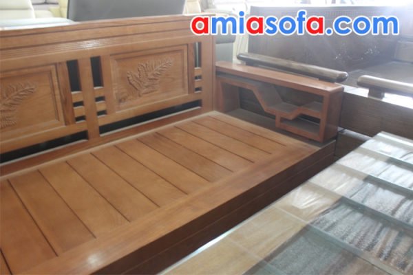 Sofa gỗ góc chữ L cho phòng khách hiện đại