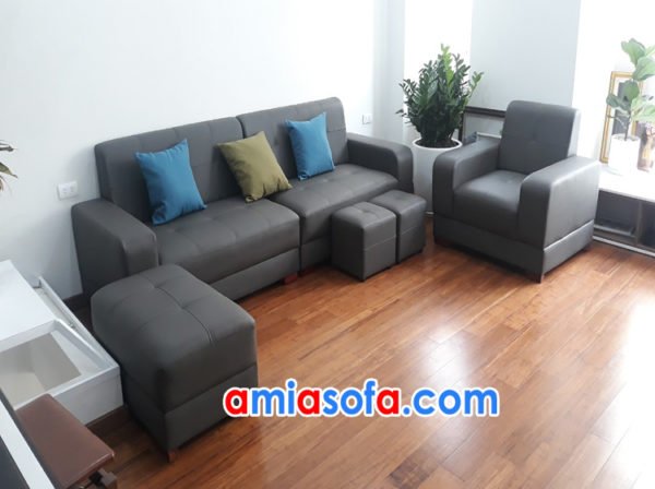 Ghế sofa văng da cho phòng khách chung cư hiện đại SFD 205